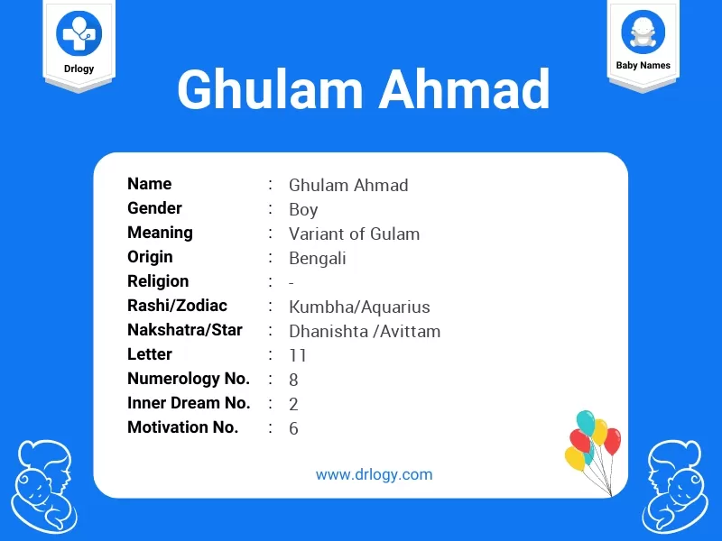 Ghulam Ahmad Name Meaning